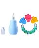 Enorme Baby Silicone Blue Nose Cleaner Nasal Aspirator and Round Shape BPA Free Silicone Bell Teether Ring for Babies