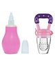 Enorme Baby Silicone Pink Nose Cleaner Nasal Aspirator with Silicone Fruit and Food Nibbler Pacifier for Babies