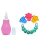 Enorme Baby Silicone Pink Nose Cleaner Nasal Aspirator and Round Shape BPA Free Silicone Bell Teether Ring for Babies