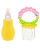 Enorme Baby Silicone Yellow Nose Cleaner Nasal Aspirator and Ring Style Food Fruit Feeder Nibbler Pacifier for Babies
