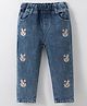 Kookie Kids Denim Full Length Washed Jeans with Bunny Patch - Blue