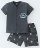 Cucumber Sinker Knit Half Sleeves  Game Controller Print Night Suit  -Carbon