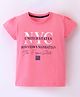 Doreme Cotton Sinker Knit Half Sleeves Top Text Print - Pink
