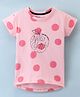 Doreme Cotton Sinker Knit Half Sleeves Top Circle Print - Pink