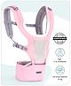 Babyhug Adore 5-in-1 Hip Seat Baby Carrier: Ergonomic, Breathable fabric, Padded straps, Foldable headrest, Secure waist belt, 5 carry positions, and storage pockets for babies up to 15 kg- Pink
