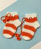 Little Peas Striped Pattern Handmade Woollen Socks - White & Orange