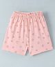 Ollypop Sinker Knit Knee Length Shorts with Happy Face Print- Pink