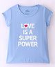 Ollypop Cotton Sinker Knit Half Sleeves Top Text Print - Blue
