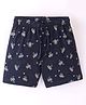 Lazy Bones Cotton Sinker Knit Knee Length Shorts Honey Bee Print - Navy Blue