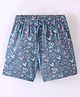 Lazy Bones Cotton Sinker Knit Knee Length Shorts Heart Print - Polo Blue