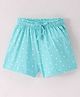 Lazy Bones Sinker Cotton Knit Knee Length Shorts Heart Print - Coral Blue