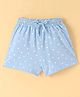 Lazy Bones Sinker Cotton Knit Knee Length Shorts Heart Print - Waterfall Blue