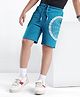 Honeyhap Premium 100% Cotton Terry Bermuda with Bio Finish Text Print - Blue