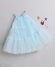 Many frocks & Sleeveless Pearl Embellished & Flower Applique Detailed Halter Neck Party Dress -  Blue