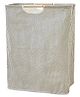 House of Quirk 52 Litre Linen Cotton Collapsible Laundry Basket For Folding Portable -  Beige Grey