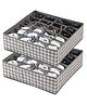 House of Quirk 2 Pack Closet Socks Organizer Drawer Divider 24 Cell Collapsible Closet Cabinet Organizer  - Grey Houndstooth