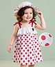 Kookie Kids Sleeveless Frock Polka Dot Print with Hat - Red