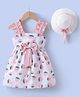 Kookie Kids Sleeveless Frock with Hat Strawberry Print - Pink