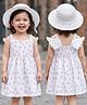 Kookie Kids Sleeveless Fruity Printed Singlet Frock with Wings Applique & Hat - White