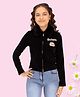 Cutecumber Full Sleeves Los Angeles Patch Embellished Velvet Collared Sweatshirt - Black