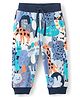 Bonfino Cotton Full Length Lounge Pant with Giraffe Print - White & Blue