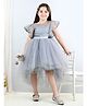 Toy Balloon Kids Cap Sleeves Floral Applique Detailed & Sequin Bodice Embellished High Low Dress - Grey