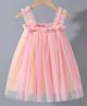 Kookie Kids Singlet Sleeve Party Frock With Solid Colour - Multicolour