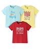 Doodle Poodle 100% Cotton Knit Half Sleeves  T-Shirts Text Print  Pack of 3- Blue Yellow & Red
