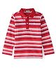 UCB Cotton Knit Full Sleeves Striped Polo T-Shirt - Red