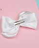 Ribbon Candy Christmas Theme Pearl Embellished Satin Bow Detailed Alligator Clip -  White