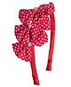Ribbon Candy Christmas Theme Polka Dots Printed Bow With Pearl Detail Hair Band - Red