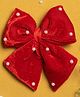 Ribbon Candy Christmas Theme Bow With Pearl Detail Alligator Pin - Red