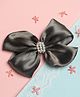 Ribbon Candy   Satin Bow Embellished & Pearl Detailed Alligator Clip - Grey