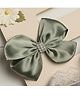 Ribbon Candy   Satin Bow Embellished & Pearl Detailed Alligator Clip - Olive Green