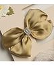Ribbon Candy   Satin Bow Embellished & Pearl Detailed Alligator Clip - Ivory