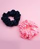 Ribbon Candy Set of 2 Satin & Pearl Embellished Scrunchies - Light Pink & Navy Blue
