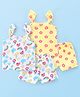 Babyhug Cotton Knit Sleeveless Night Suit Raining Cloud & Floral Print Pack of 2 - Yellow & White