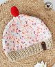 Woonie Christmas Theme Colour Blocked Hand Knitted  Pom Pom Detailed Christmas Pudding Cap - Multi Colour