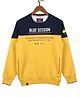 Monte Carlo Full Sleeves Blue Session Text Printed Colour Blocked Cotton Sweatshirt - Mustard Melange