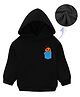KAVEE Pure Cotton Warm Fleece Full Sleeves Placement Pumpkin Printed Hooded Sweatshirt - Black