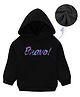 KAVEE Pure Cotton Warm Fleece  Full Sleeves Bravo Text Printed Hooded Sweatshirt - Black