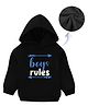 KAVEE Pure Cotton Warm Fleece  Full Sleeves Boys Rules Text Printed Hooded Sweatshirt - Black