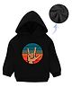 KAVEE Pure Cotton Warm Fleece  Full Sleeves Placement Printed Hooded Sweatshirt - Black