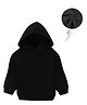 KAVEE Full Sleeves Solid Pure Cotton Warm Fleece Hooded Sweatshirt - Black