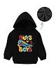 KAVEE Full Sleeves Skateboard Printed Pure Cotton Warm Fleece Hooded Sweatshirt - Black