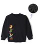 KAVEE Full Sleeves Placement Cartoon Animals Printed Pure Cotton Warm Fleece Sweatshirt - Black