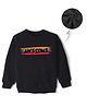 KAVEE Pure Cotton Warm Fleece  Full Sleeves Placement Text Printed  Sweatshirt - Black