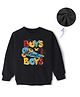 KAVEE Pure Cotton Warm Fleece  Full Sleeves Placement Text & Skateboard Printed  Sweatshirt - Black