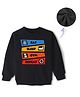 KAVEE Pure Cotton Warm Fleece  Full Sleeves Placement Text  Printed   Sweatshirt - Black