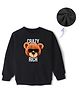 KAVEE Full Sleeves Teddy Bear Printed Pure Cotton Warm Fleece Sweatshirt - Black